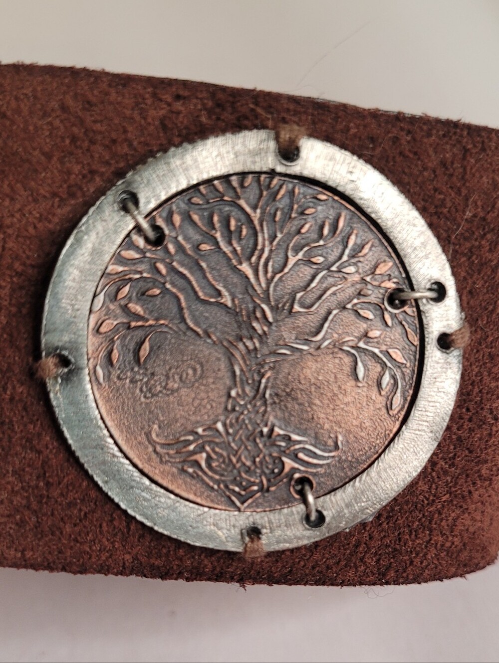 Tree Of Life Leather Boho Cuff Bracelet - Picture 4 of 8